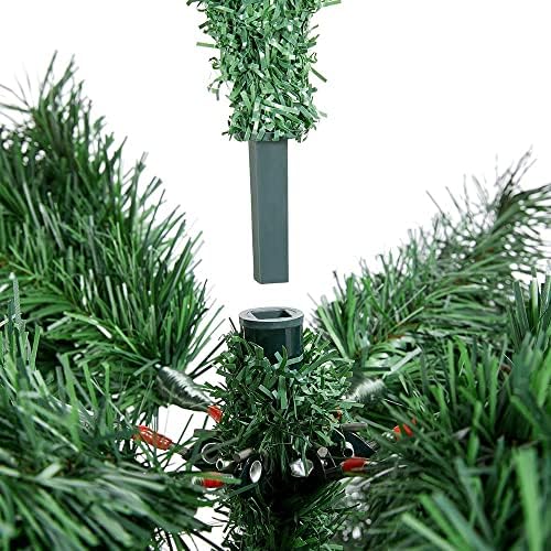yaheetech 6ft pre-lit christmas tree with 300 warm, front angle view