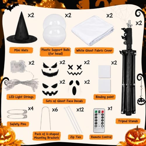 2‑pack 63" halloween decorations outdoor indoor with remote, package contents