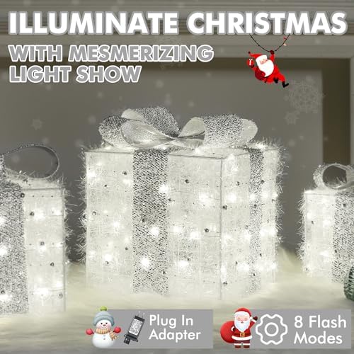 christmas lighted gift boxes 140 leds christmas decoration, side view