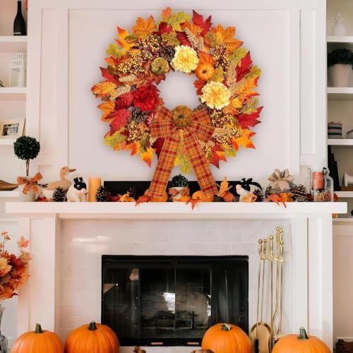 icx 24 inch fall wreaths for front door, side view