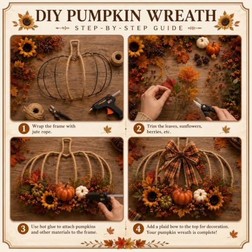 hotop 7 pcs pumpkin wreath frame metal wire showing dimensions