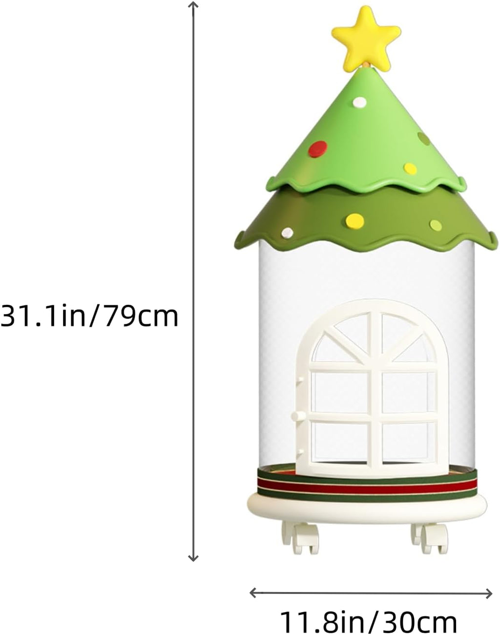 Transparent PVC Storage Tube with Door - Vertical Organizer for Plush Storage Organizer, Home Organization Tube for Soft Items(Green Christmas Tree Style, 1-layer)