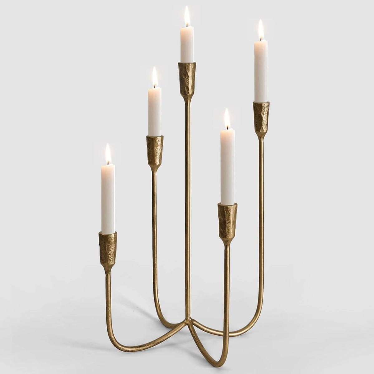 5-Candle Cast Iron Metal Candelabra Candlestick Holders 15 inch