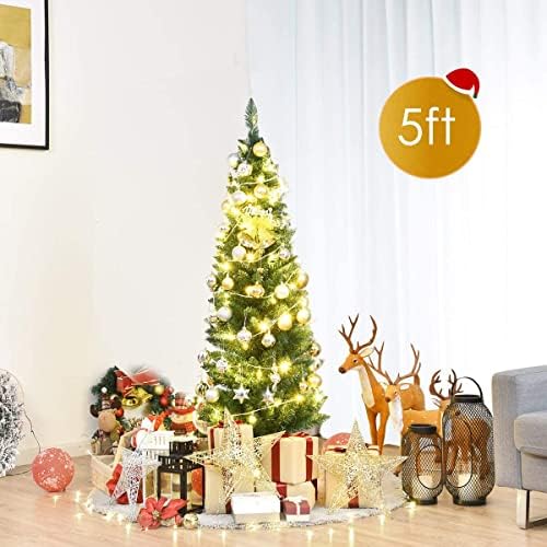 happygrill 5ft pencil christmas tree slim xmas tree, close-up detail
