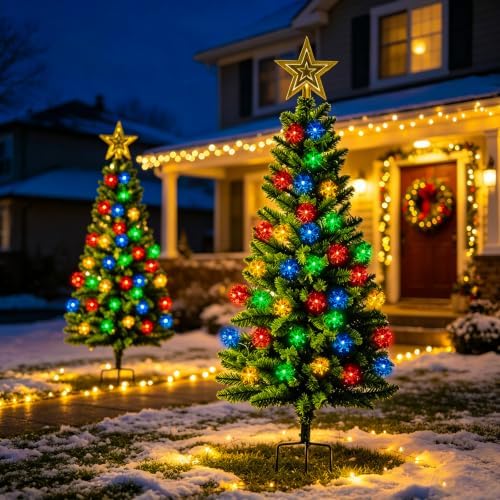 4ft 100led solar christmas tree for outdoor christmas, side view