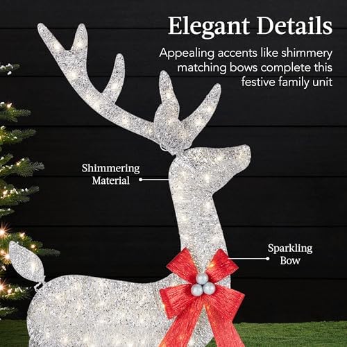 best choice products 4ft 3-piece 2d lighted christmas on a desk or shelf