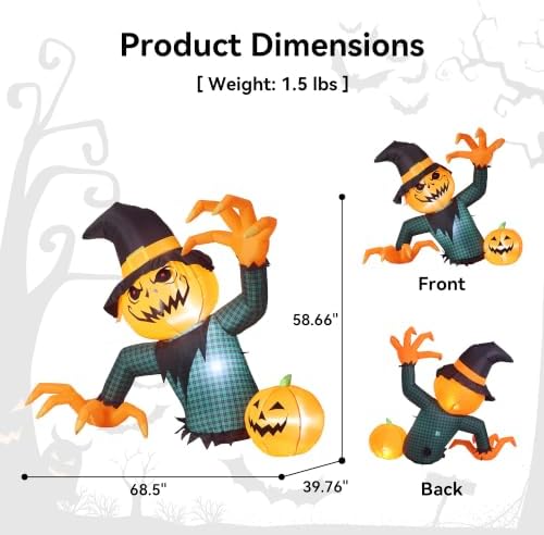 5ft halloween inflatable giant pumpkin ghost outdoor decoration shown in use