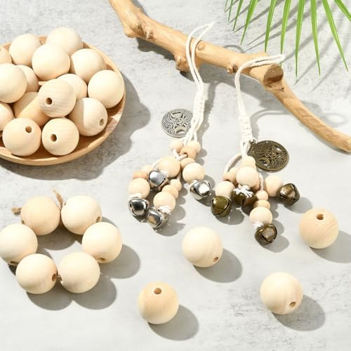 ornazy 100pcs natural wood balls with big hole, package contents