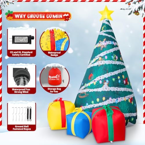 comin 7 ft christmas inflatables tree outdoor decorations, package contents