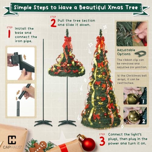 caphaus 6ft pop up christmas tree with 300, package contents