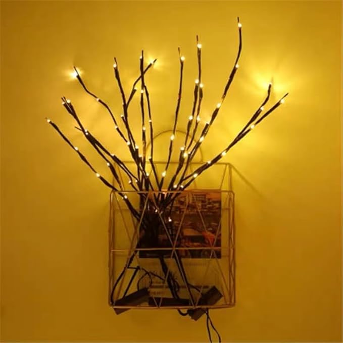 MENCH Branch Lights,6 Pcs Twig Light USB&Battery Powered 8 Flashing Modes by Remote Control.Branch Lights for Indoor and Outdoor, Light Up Decorations for Halloween Day and Christmas,Warm White