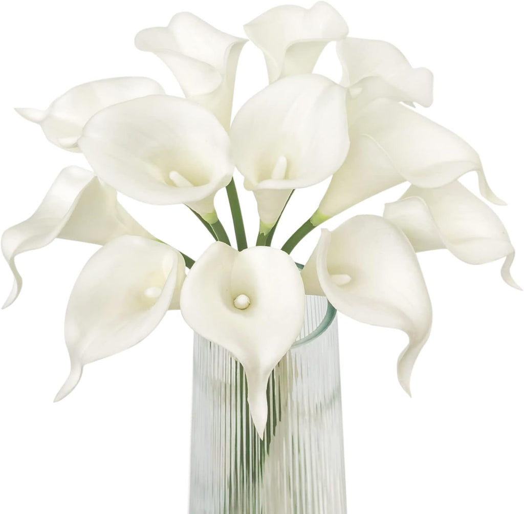 Letjolt White Artificial Calla Lily 12Pcs Realistic Flowers Bouquet | Wedding Bride Shower, Blessing Gift, Home Decoration, Faux Calla Lilies