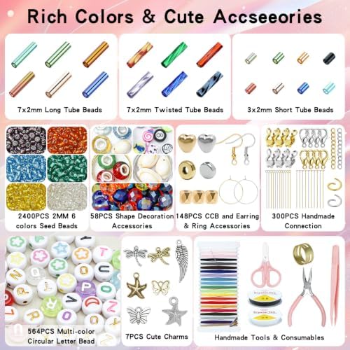 songin bugle beads kit, 6 boxes glass tube, side view