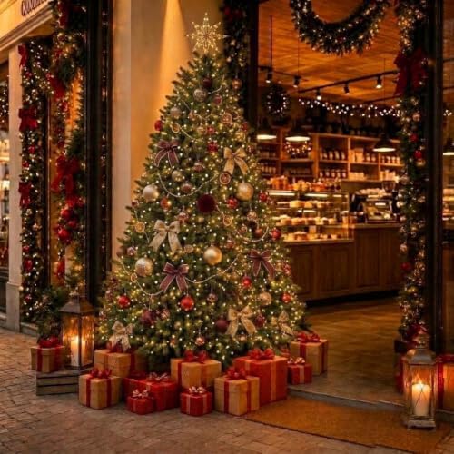 gaomon 7.5ft prelit fraser fir wide artificial christmas, view 9