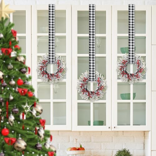 9.5'' small christmas kitchen cabinet wreaths with adjustable on a desk or shelf