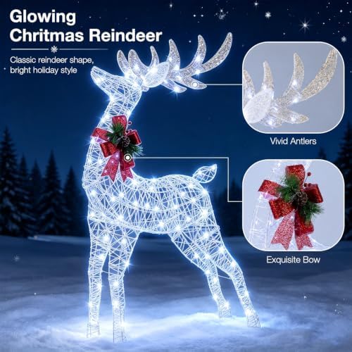 tangkula 4.4 ft christmas lighted reindeer, outdoor christmas showing dimensions
