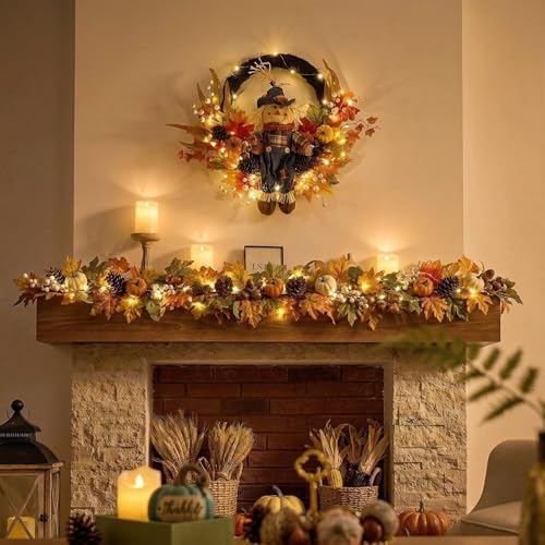 valery madelyn 24" collapsible scarecrow doll fall wreath showing dimensions