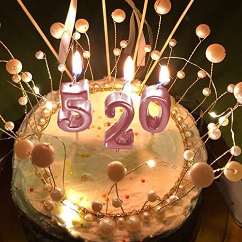 2nd Birthday Candle Two Years Pink Happy Birthday Number 2 Candles for Cake Topper Decoration for Party Kids Adults Numeral 20 23 12 26 29 21 27 62 25