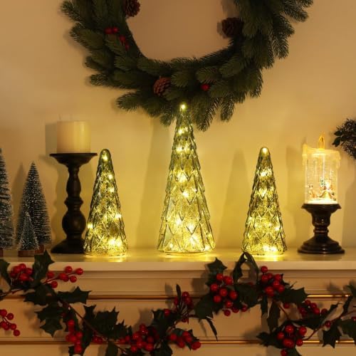 christmas decorations indoor, yeahome set of 3 pre-lit, view 9