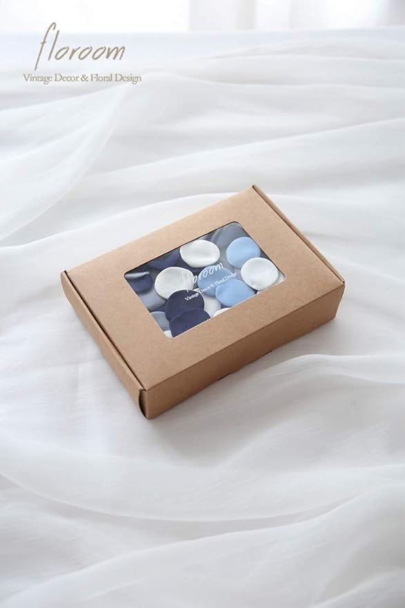 Floroom 500pcs Rose Petals Dusty Blue Navy Faux Silk Flower Petals for Wedding Flower Girl Basket Aisle Scatter Dinner Table Centerpieces Party Confetti Decoration Romantic Night Home Decor