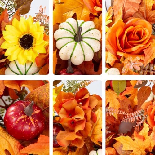 24" fall wreath for front door harvest with, package contents