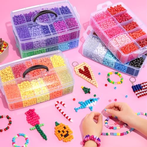 simetufy 14000pcs pony beads bulk 50 colors for showing dimensions
