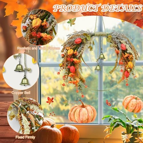 fall leaves wreaths for front door outside fall, side view