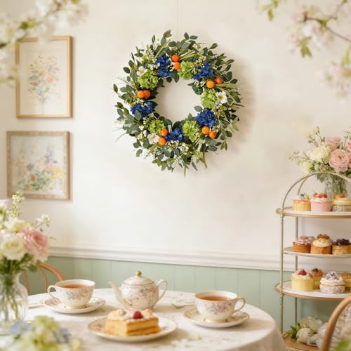 idyllic 26 inch spring summer wreath for front, front angle view