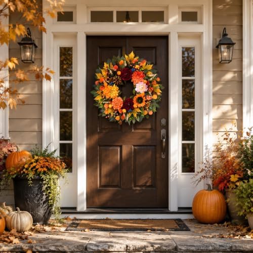 waipfaru 26 inch harvest fall wreaths for front shown in use
