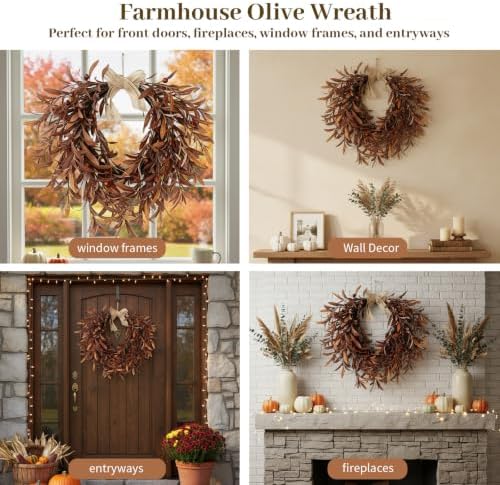 fall olive wreaths for front door,22'' autumn front, view 9