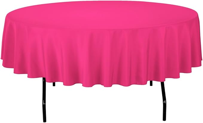 LinenTablecloth 90-Inch Round Polyester Tablecloth Fuchsia