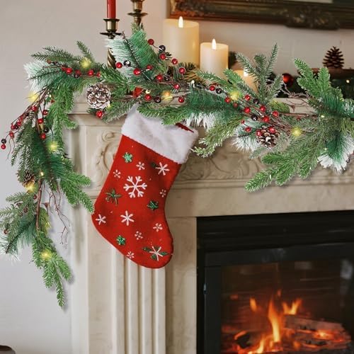 winemana 6 ft pre-lit artificial christmas garland with showing dimensions