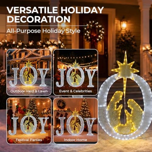 49-inch large outdoor christmas decorations joy lighted sign, view 9
