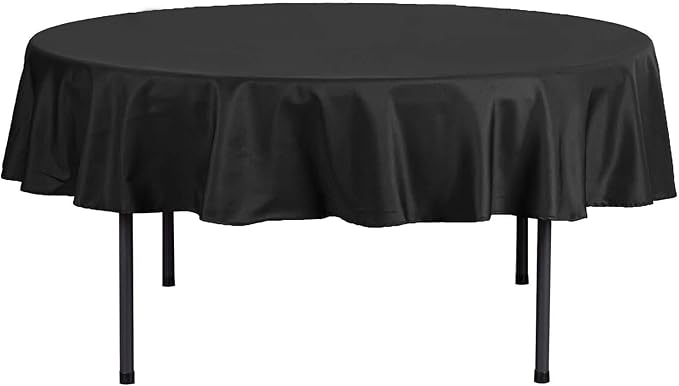 Efavormart Round Tablecloth, 70 Inch Stain & Wrinkle Resistant Washable Table Cloth, Decorative Polyester Fabric Table Cover for Banquet, Wedding, Dining- Black