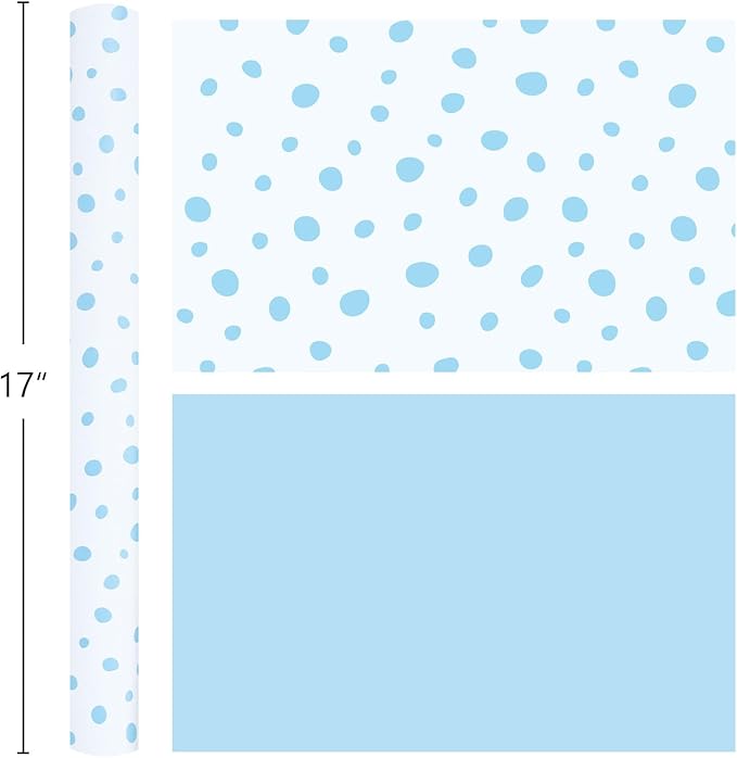 Burymento Blue Lrregular Wave Point Wrapping Paper, Reversible Gold Gift Wrap for Birthday, Valentines, Mothers day, Graduation, Wedding, Fathers day, Baby Shower, Christmas (17in x 16.4ft)