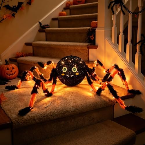 hairui halloween spider with lights 54in for home on a desk or shelf
