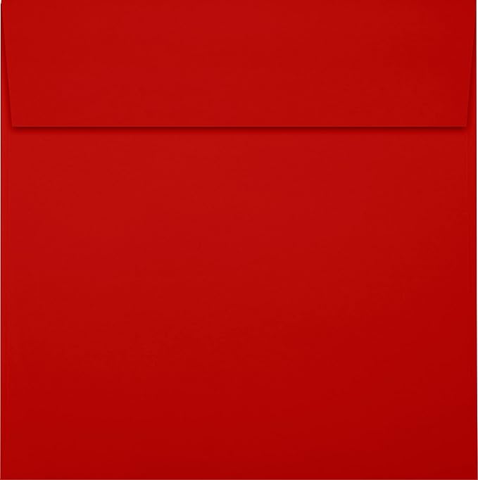LUXPaper Square Invitation Envelopes | Peel & Press | 6 1/2" x 6 1/2" | Holiday Red | 60lb. Text | 50 Qty