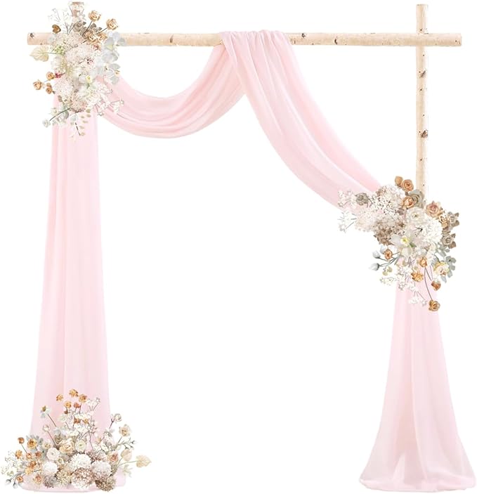 Pink Wedding Arch Draping Fabric 29" x 20 FT Blush Drapes for Backdrop Sheer Curtains Wedding Drapes for Romantic Bridal Baby Shower Decorations Ceremony Birthday Party Fall Outdoor Events