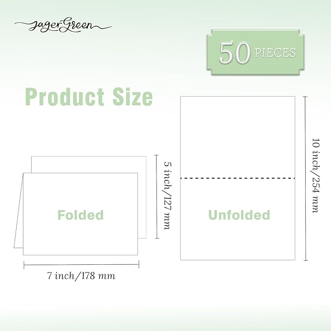50 Pack 5x7 Blank Cardstock Paper, White Card Stock Bulk, Thick Folded Heavy Cardstock for Thank You Cards, Greeting Cards, Wedding Invitation, Envelopes, DIY Craft Card Making Supplies