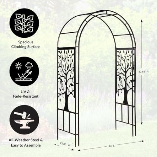 plow & hearth metal garden arch trellis arbor, close-up detail