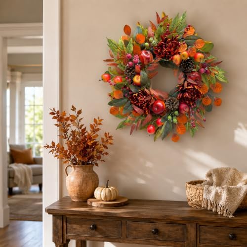 svndlyn 22 inch fall front door wreath with, package contents