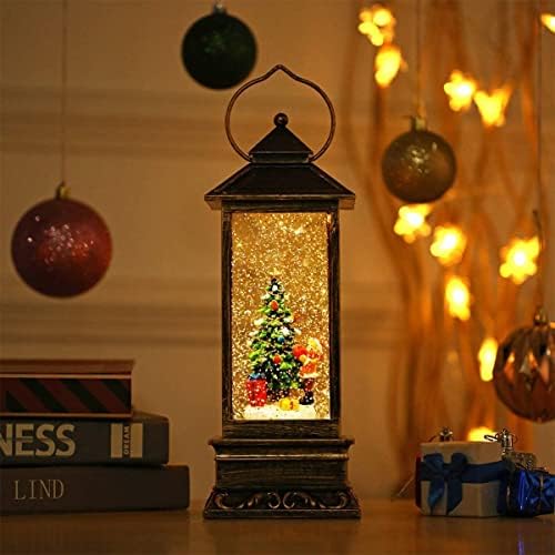 Christmas Decorations Christmas Snow Globe Lantern, Glittering Water Lantern with Music USB and Battery Operated Singing Snow Globe Xmas Festival Decoration Gifts (Christmas Tree)