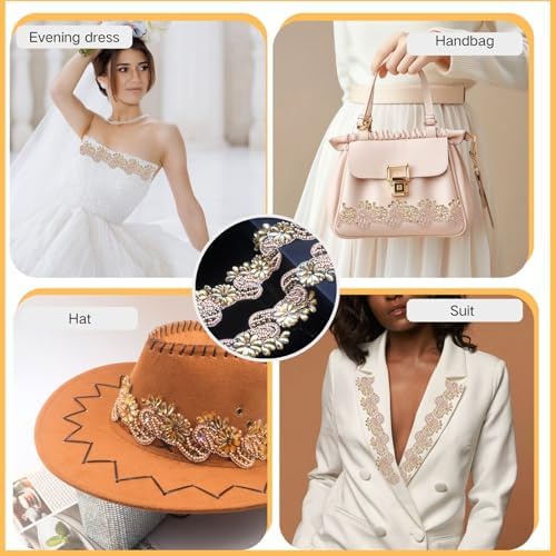 pearly jun 2.5 yards champagne gold rhinestone ribbon, package contents