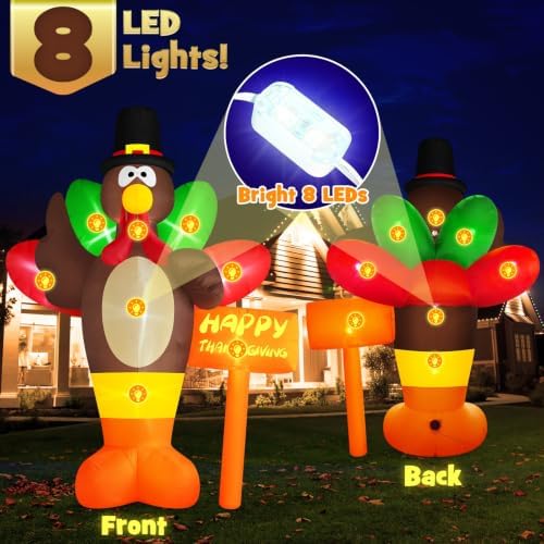 danxilu thanksgiving inflatables 10 ft giant turkey outdoor, side view