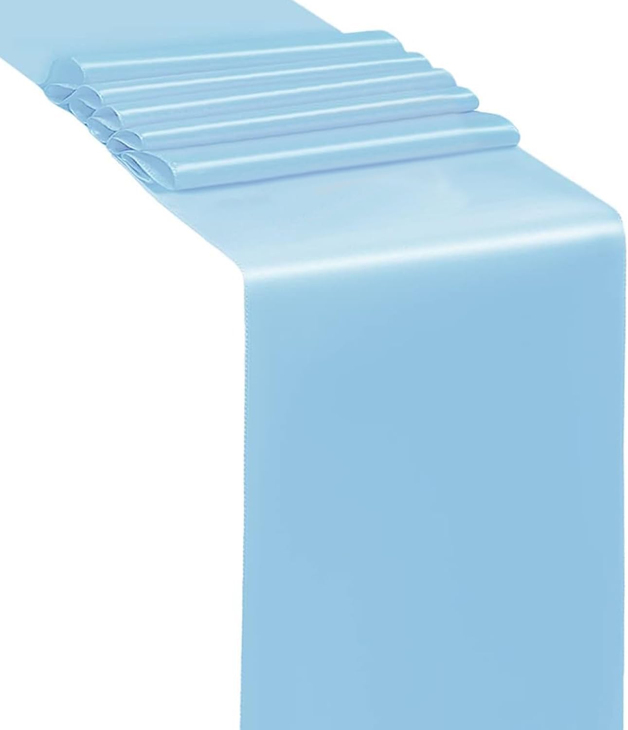 50 Baby Blue Chair Sashes Satin Chair Bows for Wedding Birthday Party Fiesta Decor - 7x108 Inches Ribbons Ties Fitted Banquets Folding Decorations