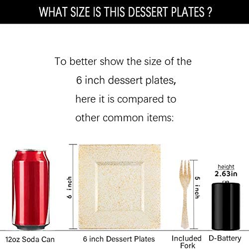 dayammi 200pcs gold dessert plates including 100pcs appetizer, view 9