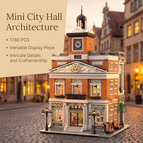 city hall architecture mini building sets for adults, close-up detail