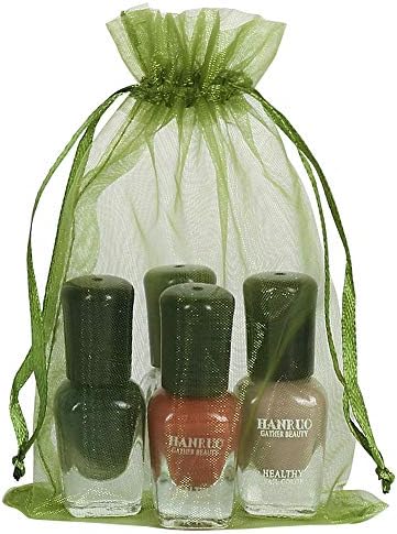 HRX Package 100pcs Organza Drawstring Bags Olive Green, 4 x 6 inch Candy Mesh Gift Bags Jewelry Pouches Small Christmas Sachet