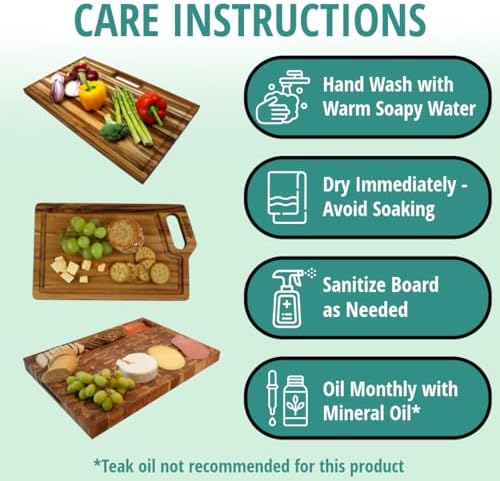 ecodecors fsc certified teak end grain cutting board, package contents
