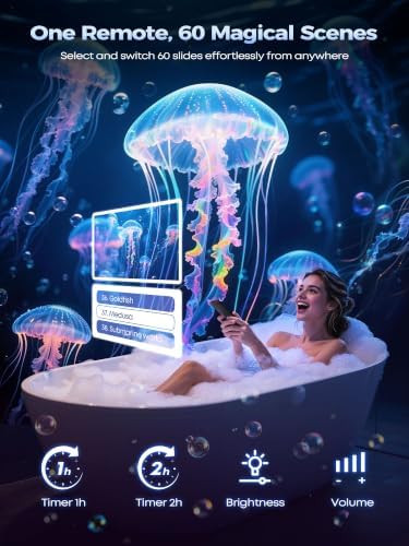 one fire 3d galaxy projector, 65 scenes hd on a desk or shelf